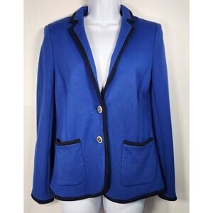 Talbots Aberdeen Blue Blazer Jacket Women’s‎ Size 8 Black Trim